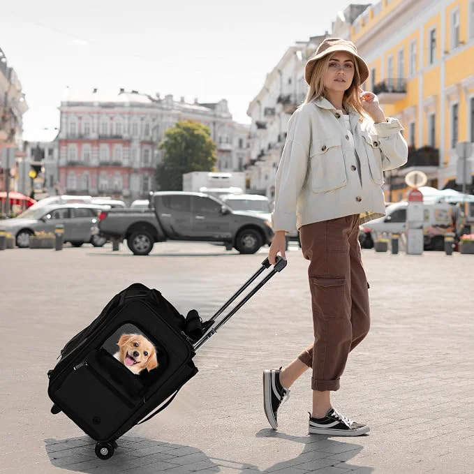 Stylish EliteField Deluxe Backpack Pet Carrier Travel Soft-Sided Carrier Bag Natural