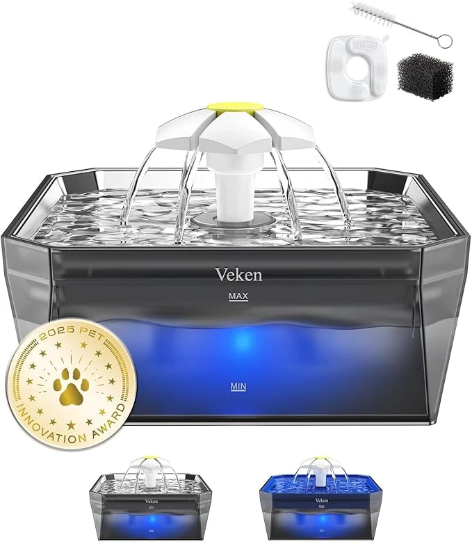 Practical Veken Award-Winning Small Pet-Friendly Cat Water Fountain Stylish