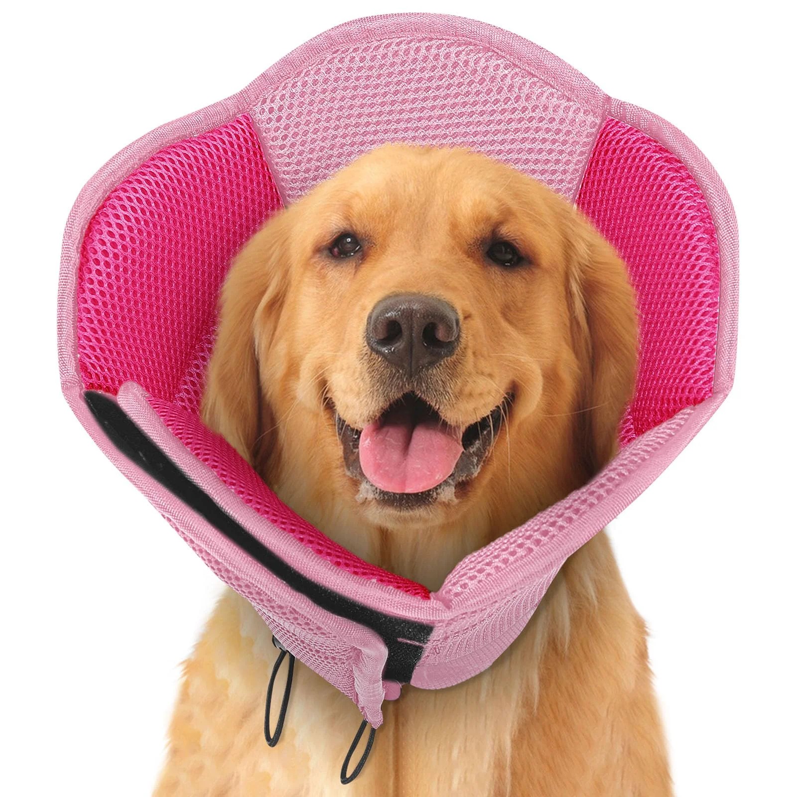 Recyclable SUNFURA Dog Cone Pink Large – Soft Breathable E-Collar for Post-Surgery Recovery Flexible