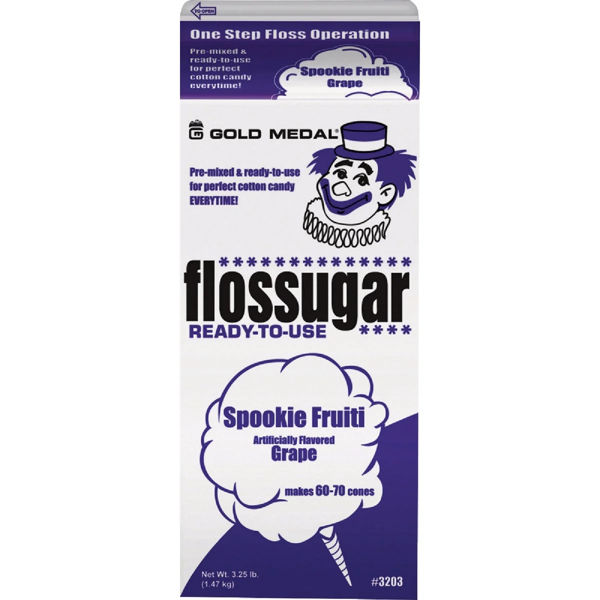Authentic Gold Medal 1 2 Gal. Spookie Fruitti Grape Cotton Candy Sugar User-Friendly