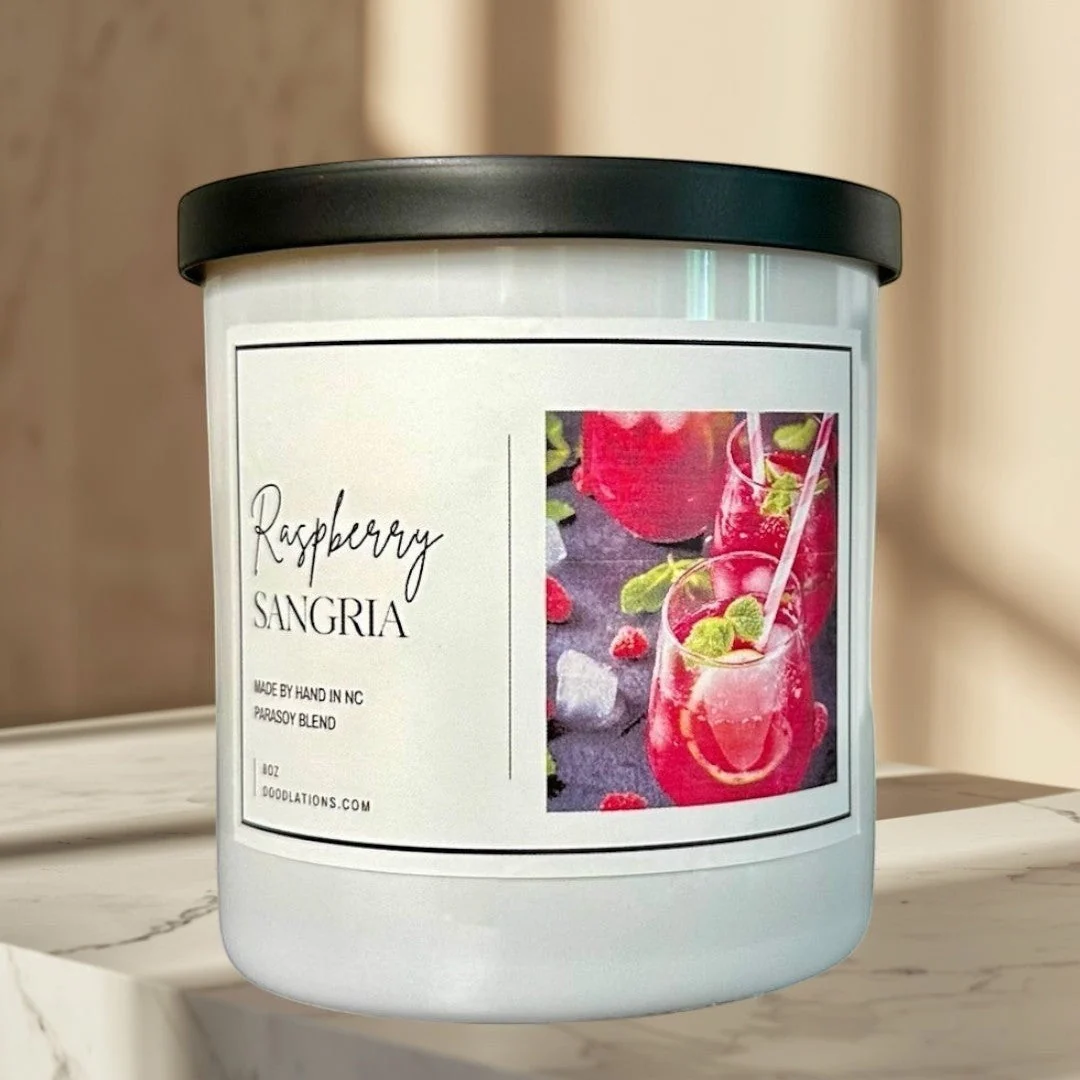 Durable Doodlations Boutique Candle Raspberry Sangria Sustainable