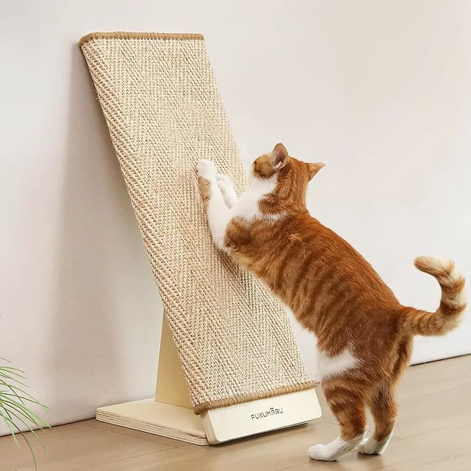 Efficient FUKUMARU Cat Scratcher 23.66 Inch Sisal Cat Scratching Post Ramp Replaceable Scratching Mat for Indoor Cats Wood Frame L Shape Wall Mounted Scratch Cats Scratch Furniture Protector for Couch SofaAbout ThisOverview Reusable