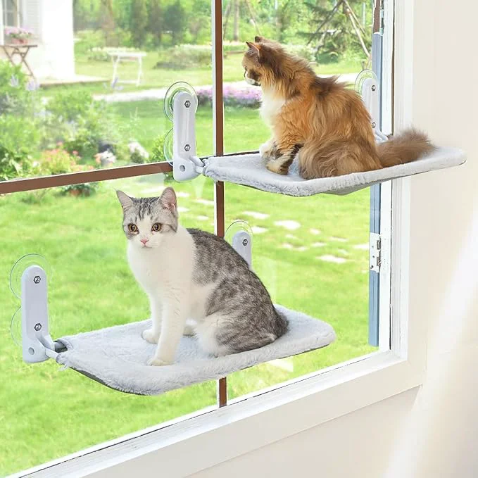 First-Class 2PC Cat Window Perch Cordless Foldable Cat Hammock Bed for Window with Metal Frame and Reversible Cover Large Suction Cups Window Resting Seat for Indoor Cats Cat Bed L-2PC About ThisOverview Trusted