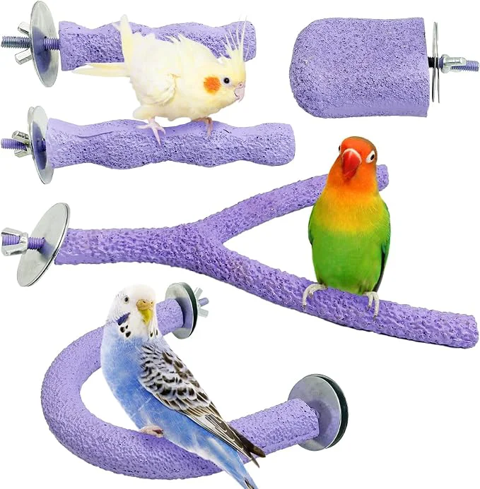 Lightweight PINVNBY 5 Pack Bird Perch Resin Bird Beak Grinding Stone Parrot Cage Stand Easy-to-Use