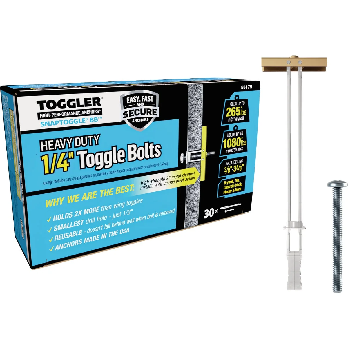 Powerful Toggler Snaptoggle 1 4 In.-24 x 2 In. Toggle Bolt 30-Ct. Outstanding