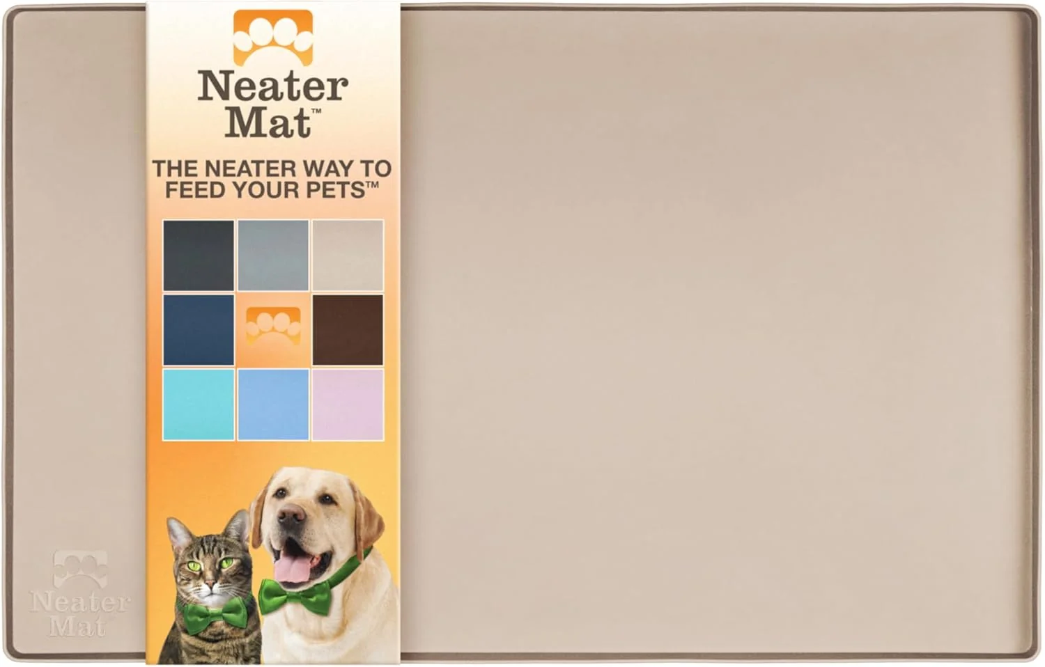 Classic Neater Pet Brands Neater Mat – Waterproof Silicone Pet Bowls Mat – Protect Floors from Food Water 19 x 12 Cappuccino Lightweight