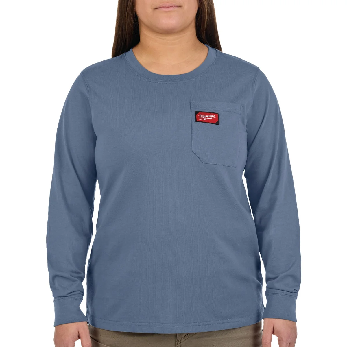 Artisan Milwaukee GRIDIRON Women’s Medium Blue Long Sleeve Pocket T-Shirt Efficient