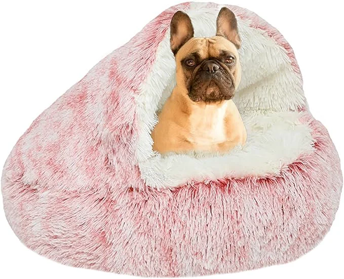 Professional YUDANSI Small Dog Bed Hooded Cat Cave Bed for Indoor Cats with Covered Hood for Small Dogs Cats Puppy Plush Faux Fur Enclosed Nest pink-26” About ThisOverview Breathable