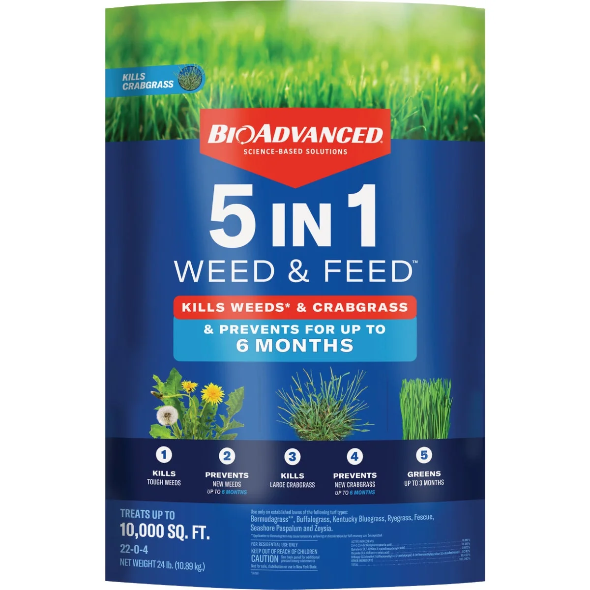 Excellent BioAdvanced 5-In-1 Weed Feed 24 Lb. 10 000 Sq. Ft. Lawn Fertilizer with Weed Killer Innovative