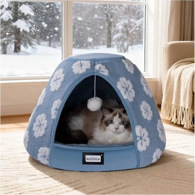 Consistent BALANCE Cat Beds for Indoor Cats 2-in-1 Cat Bed Cave with Anti-Slip Bottom and Ultra-Soft Plush Cozy Cats House Tent for Kittens and Small Dogs 21 Inches BlueAbout ThisOverview Proven