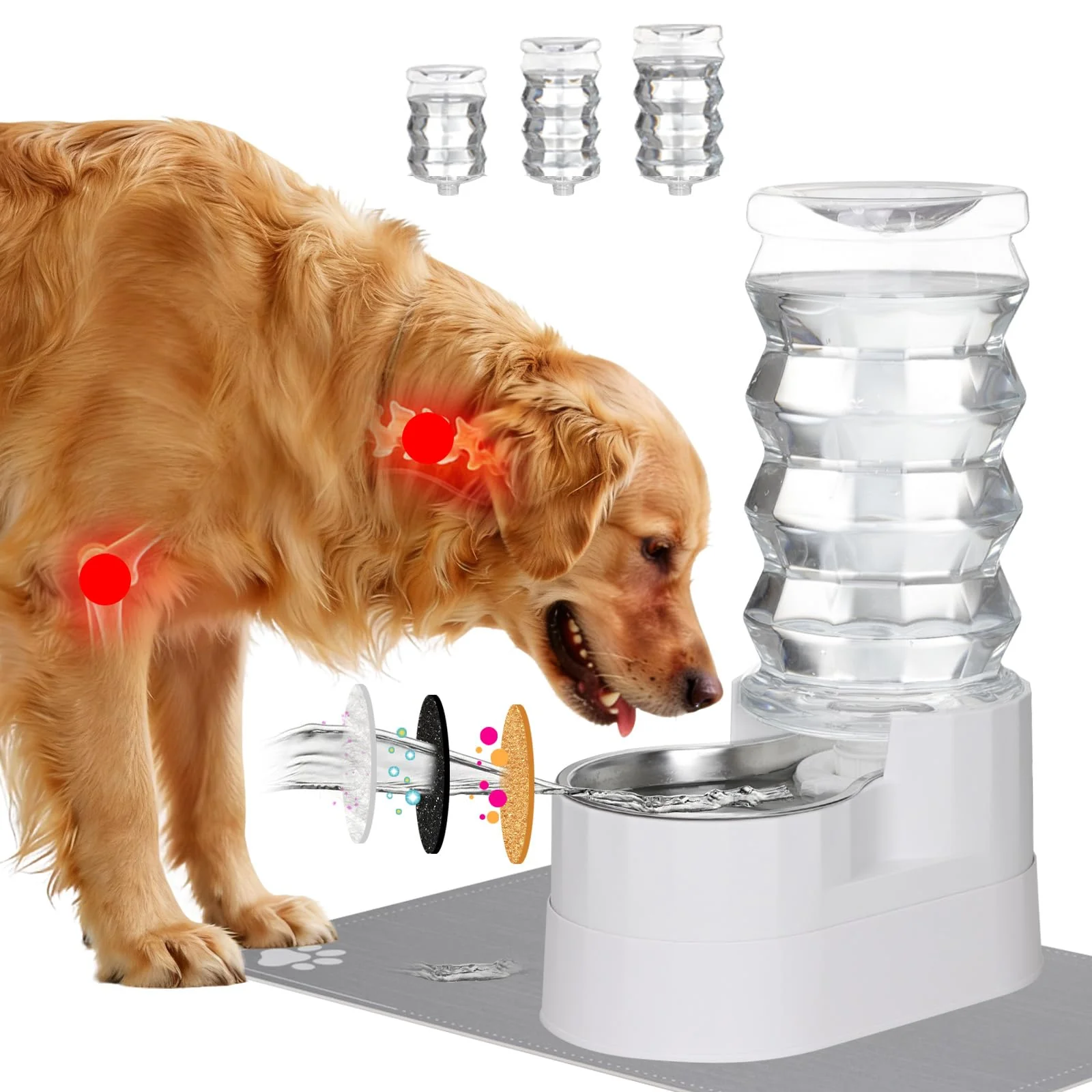 Professional RIZZARI Automatic Dog Water Dispenser 8L — Raised Stainless Steel Gravity Feeder High-End