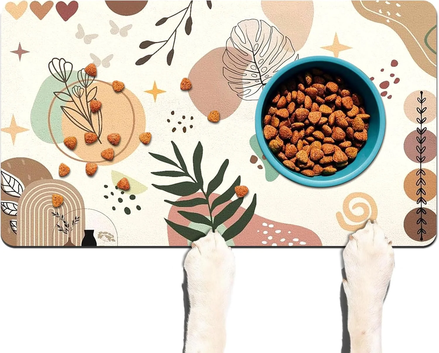 Outstanding Pet Feeding Mat for Floors Waterproof Dog Mat for Food and Water Absorbent Quick Dry Non Slip mat for Cat Bowls Exceptional
