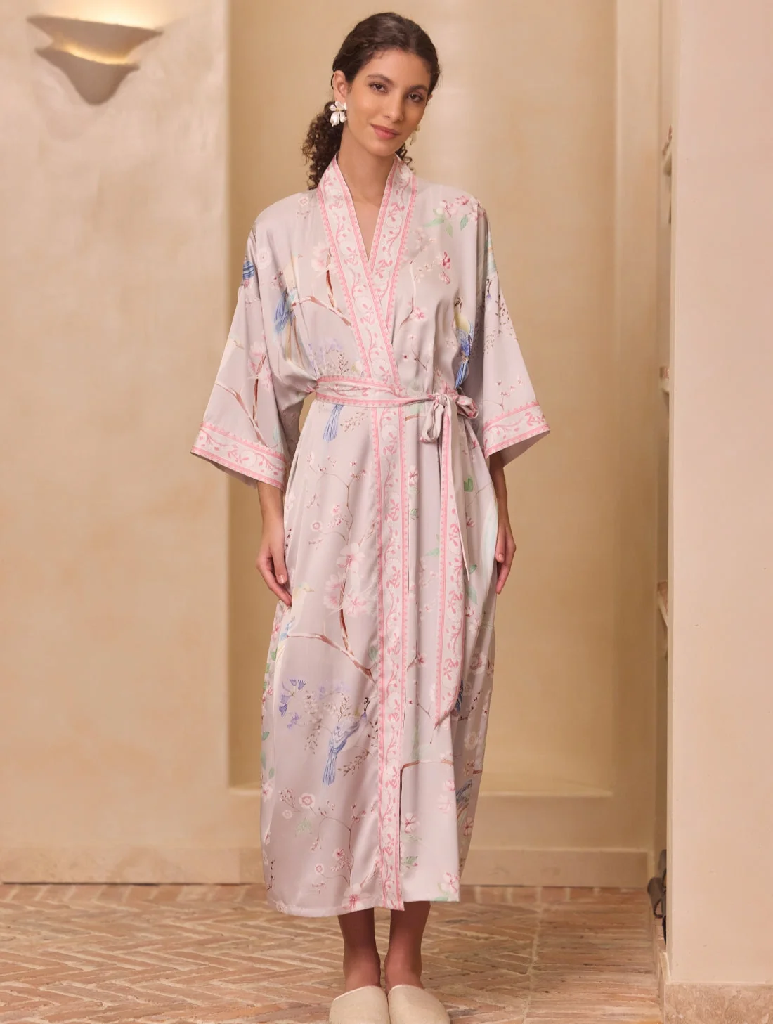 Enhanced Purple Magpie Plum Blossom Kimono Robe Safe