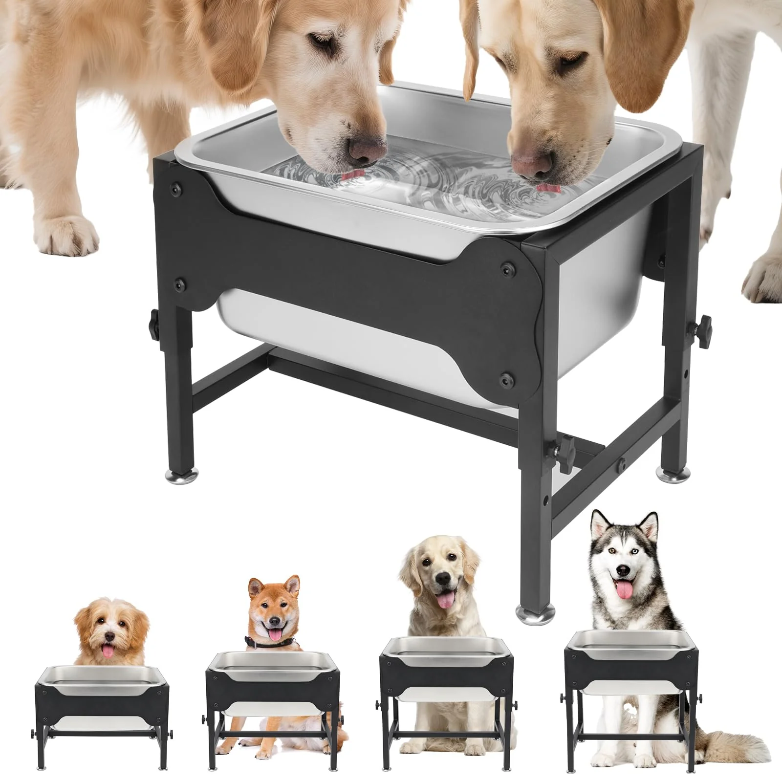 Professional YUEPET 3-Gallon d Dog Water Bowl for Large XL Dogs Adjustable Stand Stainless Steel Eco-Friendly