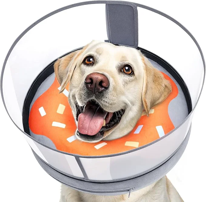 Verified Inflatable Dog Cone with Transparent Shield Protective Dog Donut Collar After Genuine
