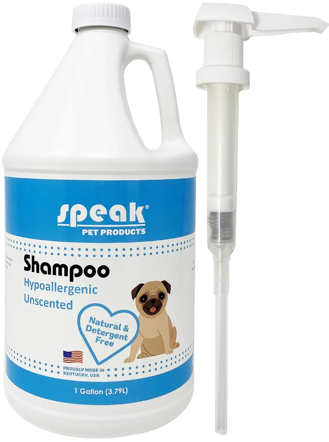 Safe Speak Pet Products Natural Hypoallergenic Unscented Dog Shampoo Refill with Pump – 1 Gallon Professional
