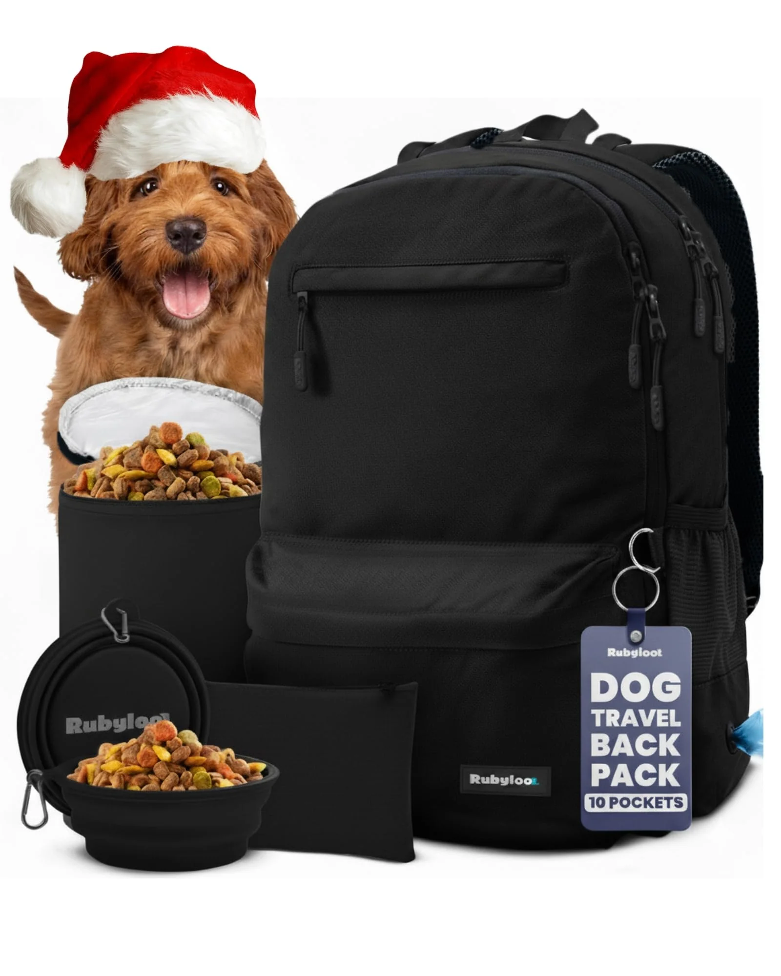 Reliable Rubyloo Dog Travel Bag for Supplies – Complete Doggy Diaper Backpack Black Dependable