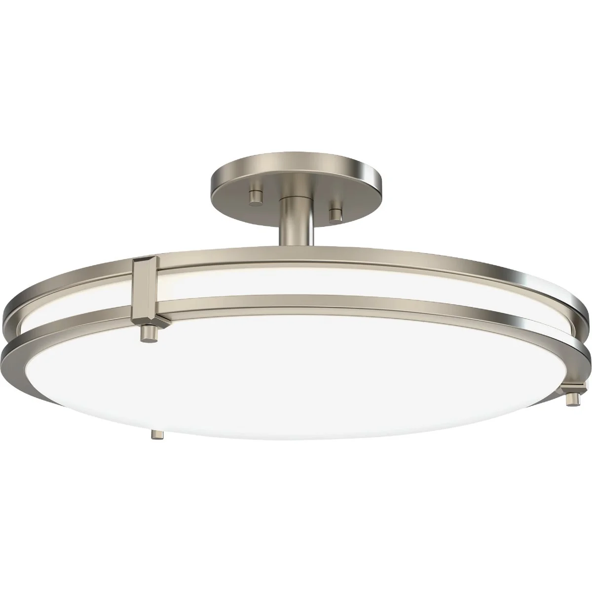 Premium Material Juno Saturn 16 In. Brushed Nickel Round Semi-Flush Mount Light Fixture Advanced