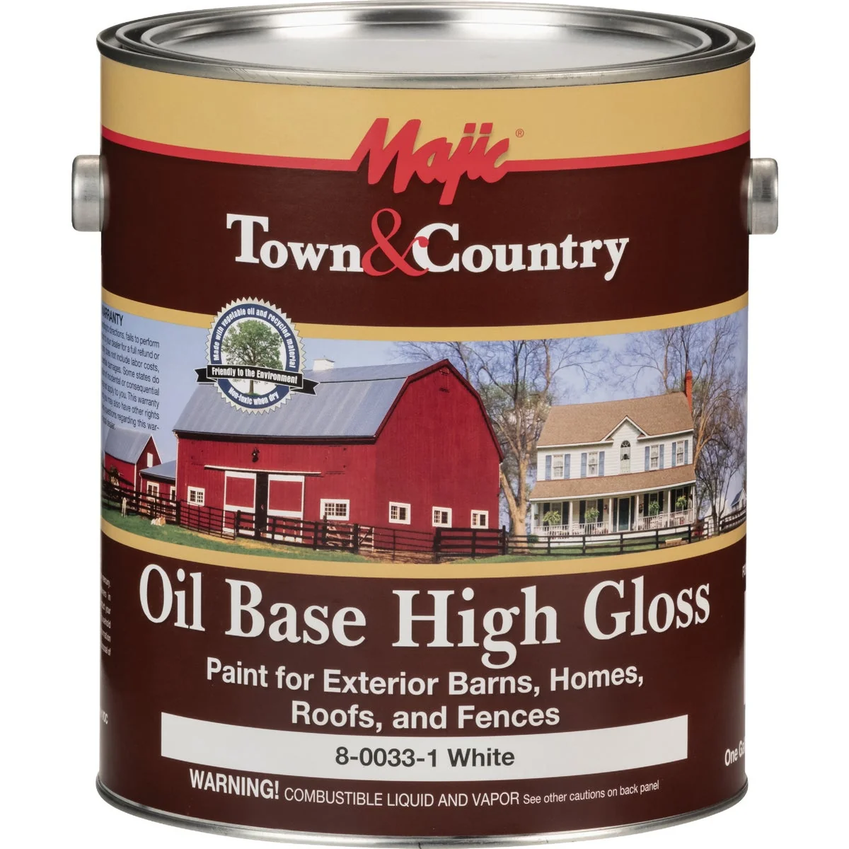 Smart MAJIC Town Country Oil Base High-Gloss Barn Fence Paint White 1 Gal. Traditional