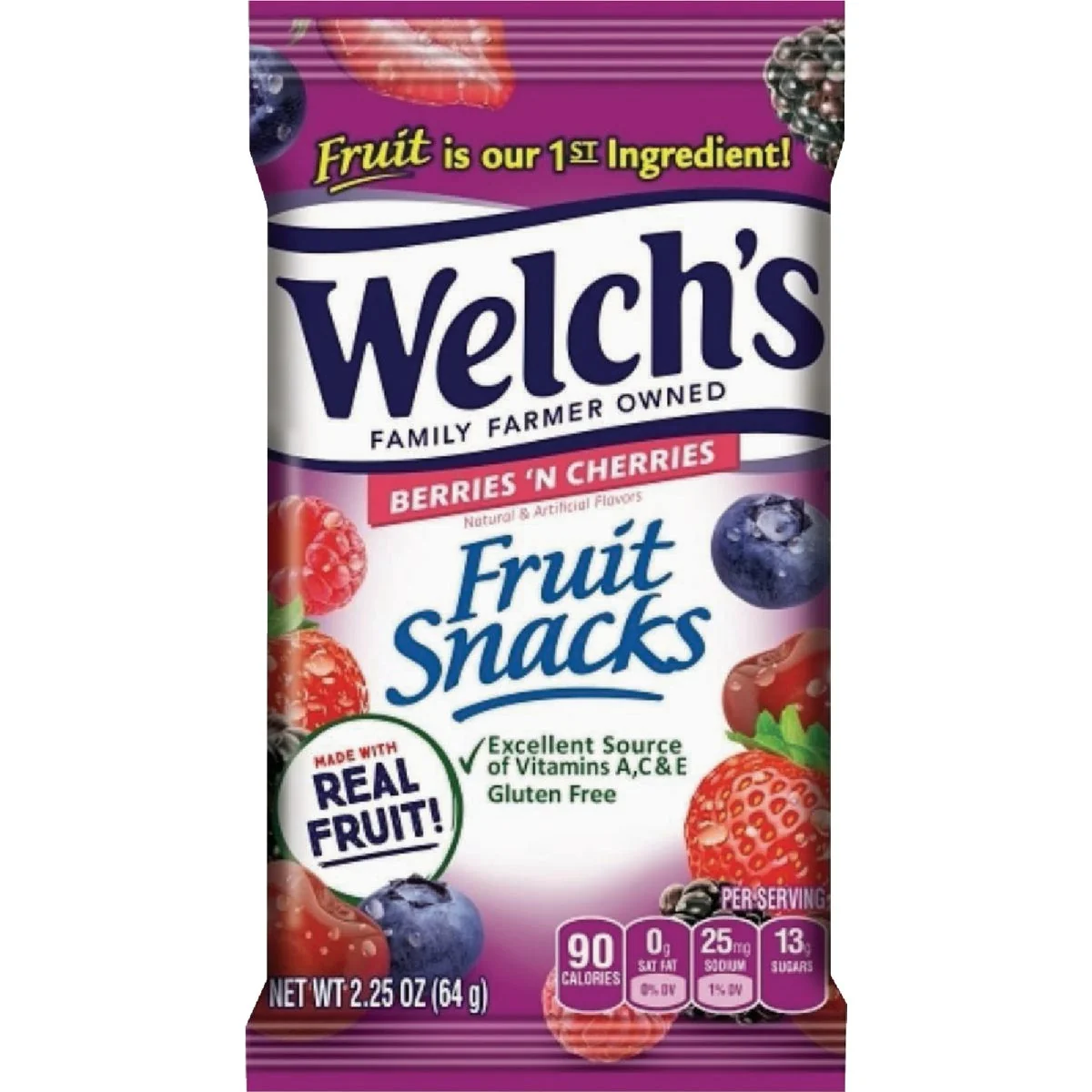 Breathable Welch’s 2.25 Oz. Berries ‘n Cherries Fruit Snacks High-Quality