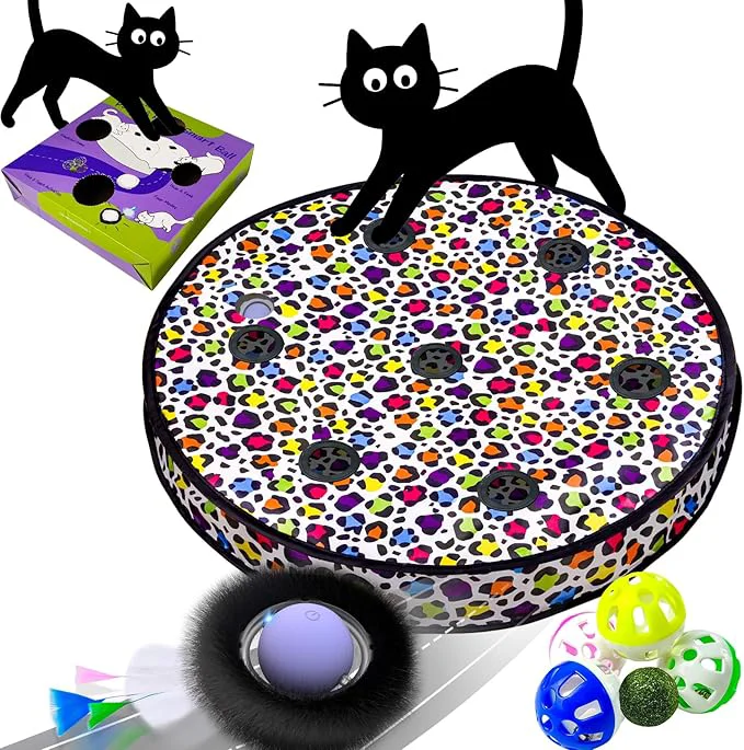 Durable ORSDA Cat Toys for Indoor Cats Interactive Activated Moving Ball in 7 Holes Mat Automatic Fast Rolling Ball Hide and Seek Toys for Adult Cats Exercise Kicker Mouse Catching GameAbout This Clean