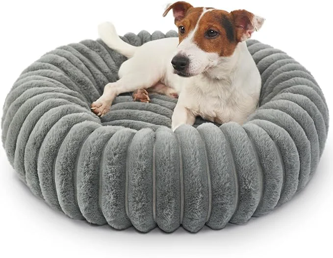 Top-Quality Dog Beds Small Sized Dog Washable Calming Anti-Anxiety Donut Puppy Bed for Small Dogs and Cats Cozy Soft Anti-Slip Round Large Cat Bed 23 Inch Fits up to 20 lbs Pets Warm GreyAbout ThisOverview