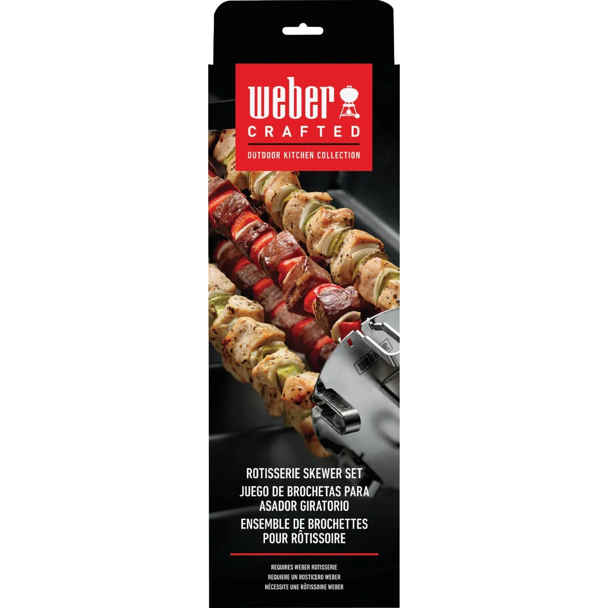 Flexible Weber 16 In. Stainless Steel Rotisserie Skewer Set Reusable