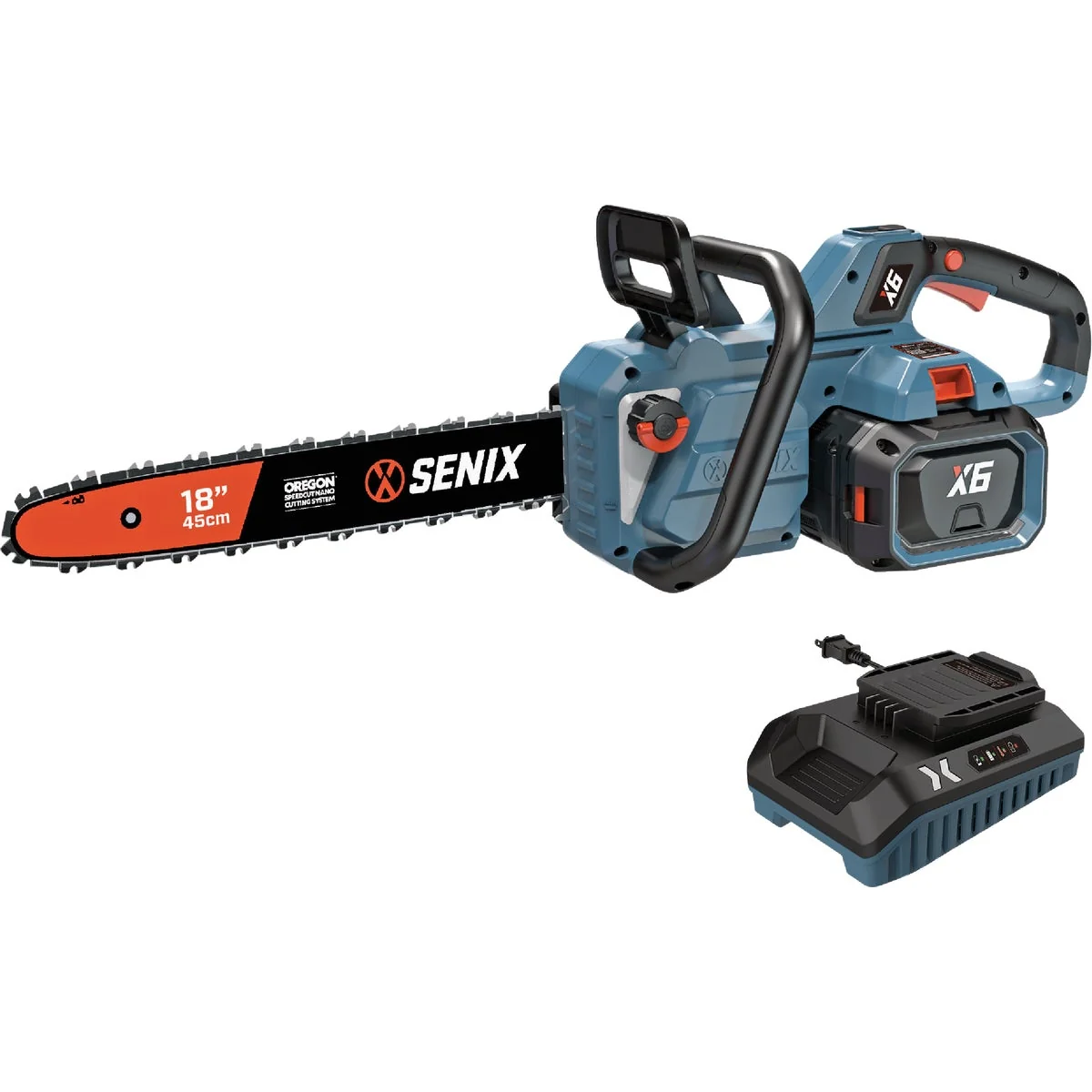 Dependable Senix X6 60V Max 16 In. Brushless Cordless Chainsaw Kit with 4.0 Ah Battery Charger High-Performance