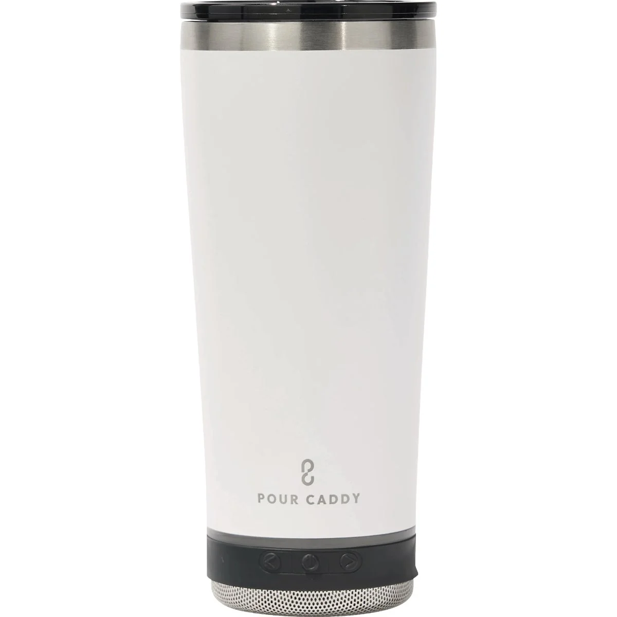 First-Class Pour Caddy Go Caddy 18 Oz. White Insulated Tumbler with Speaker Convenient