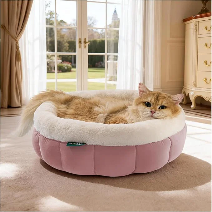 Classic BALANCE Cat Beds for Indoor Cats Washable Round Cat Bed Cute Kitten Bed with Anti-Slip Bottom for Kitty and Puppy 18 Inches Mellow RoseAbout ThisOverview Fast