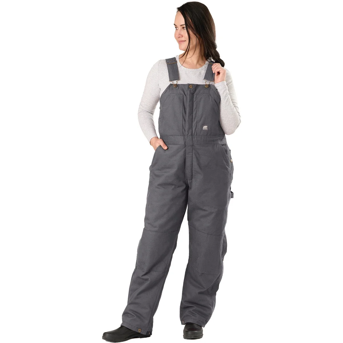 Trusted Berne Women’s Small Titanium Softstone Duck Insulated Bib Overall Smart