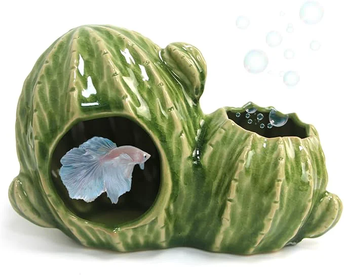 Environmentally Friendly Aquarium Decor Cave Betta Fish Tank Accessories Ornaments Cactus House Hideout Elite
