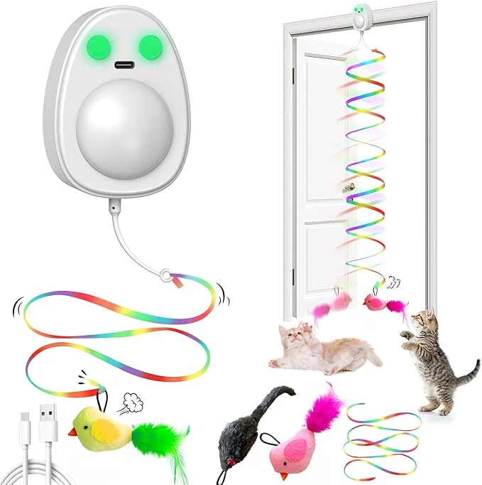 Safe Hanging Door Feather Toy Mouse Ribbon Wand Teaser-Flying Birds cat ToysAbout This Detailed