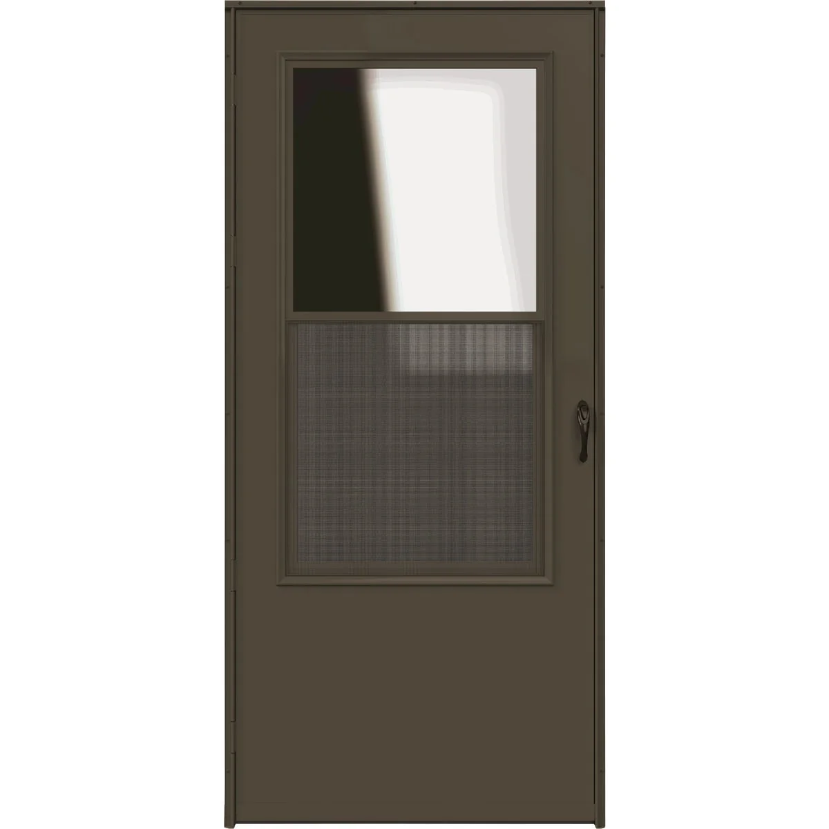Outstanding Larson 36 In. W x 80 In. H Brown Single-Vent Solid Wood Core Storm Door Premium Material