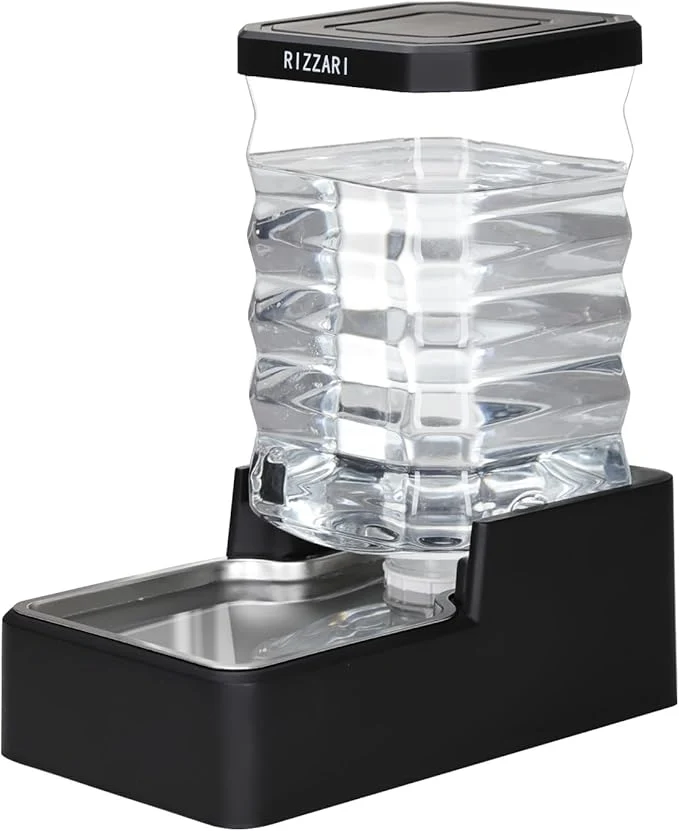 Enhanced RIZZARI Stainless Steel Pet Water Feeder 9L Large Gravity Waterer High-End