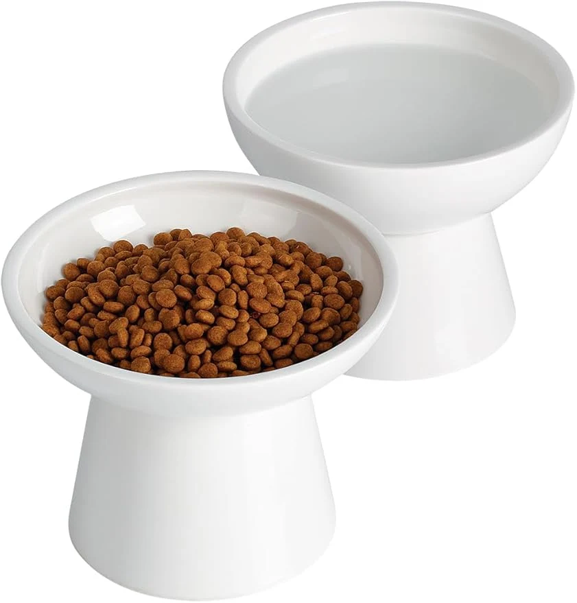 Advanced LoeJan d Cat Food and Water Bowls Set Extra Wide and Raised Ceramic Feeder Anti-Vomit Whisker- Pressure Feeding Bowl for Kittens Adult Small DogsAbout ThisOverview Crafted