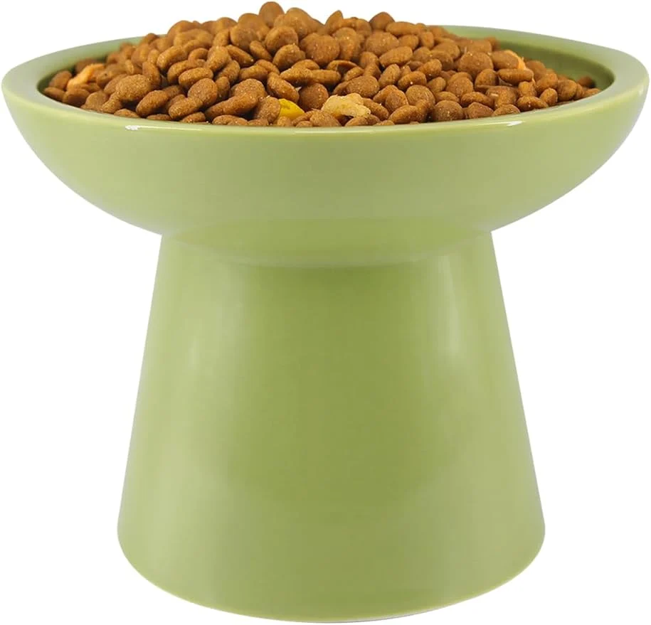 Contemporary LoeJan d Green Cat Bowls Set – Wide Raised Ceramic Feeder Anti-Vomit Whisker- Bowl for Kittens to Adult CatsAbout ThisOverview Functional