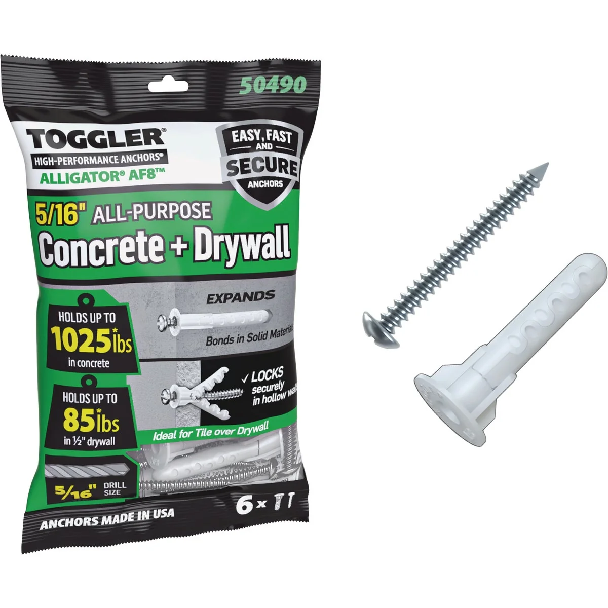 Lightweight Toggler Alligator 12 x 1-3 4 In. Concrete Drywall Anchors 6-Count Prestigious