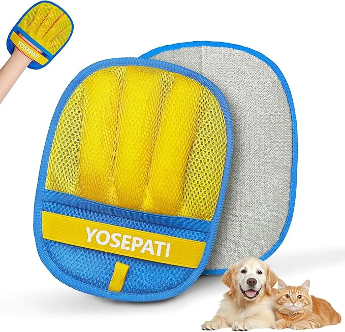 Efficient Pet Hair Removal Glove Five-Finger Brush Electrostatic Mitt Pet Hair Remover Tool for Dog Cat Reusable Pet Hair Gloves Pet Grooming Needs Fur Remover for Couch Clothing CarpetAbout This Sustainable