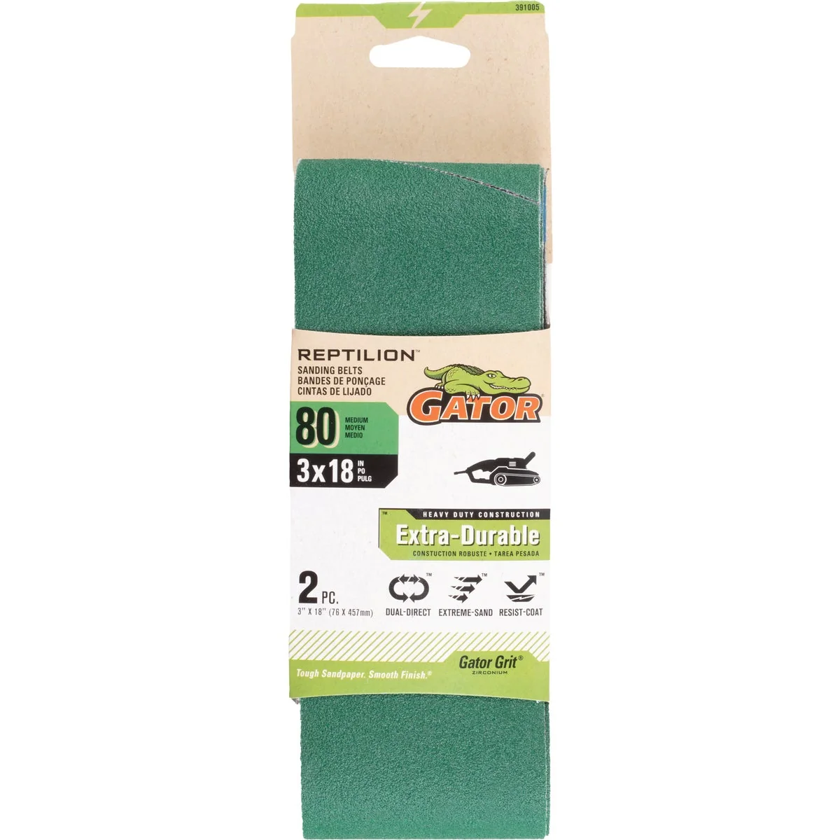 Premium Material Gator 3 In. x 18 In. 120-Grit Premium Sanding Belt 2-Pack Reliable