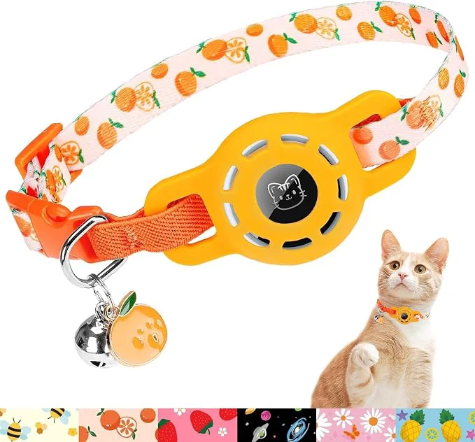 Original Design BINGPET AirTag Cat Collar with Bells Upgraded Safety Elastic Cat Collar with Trusted