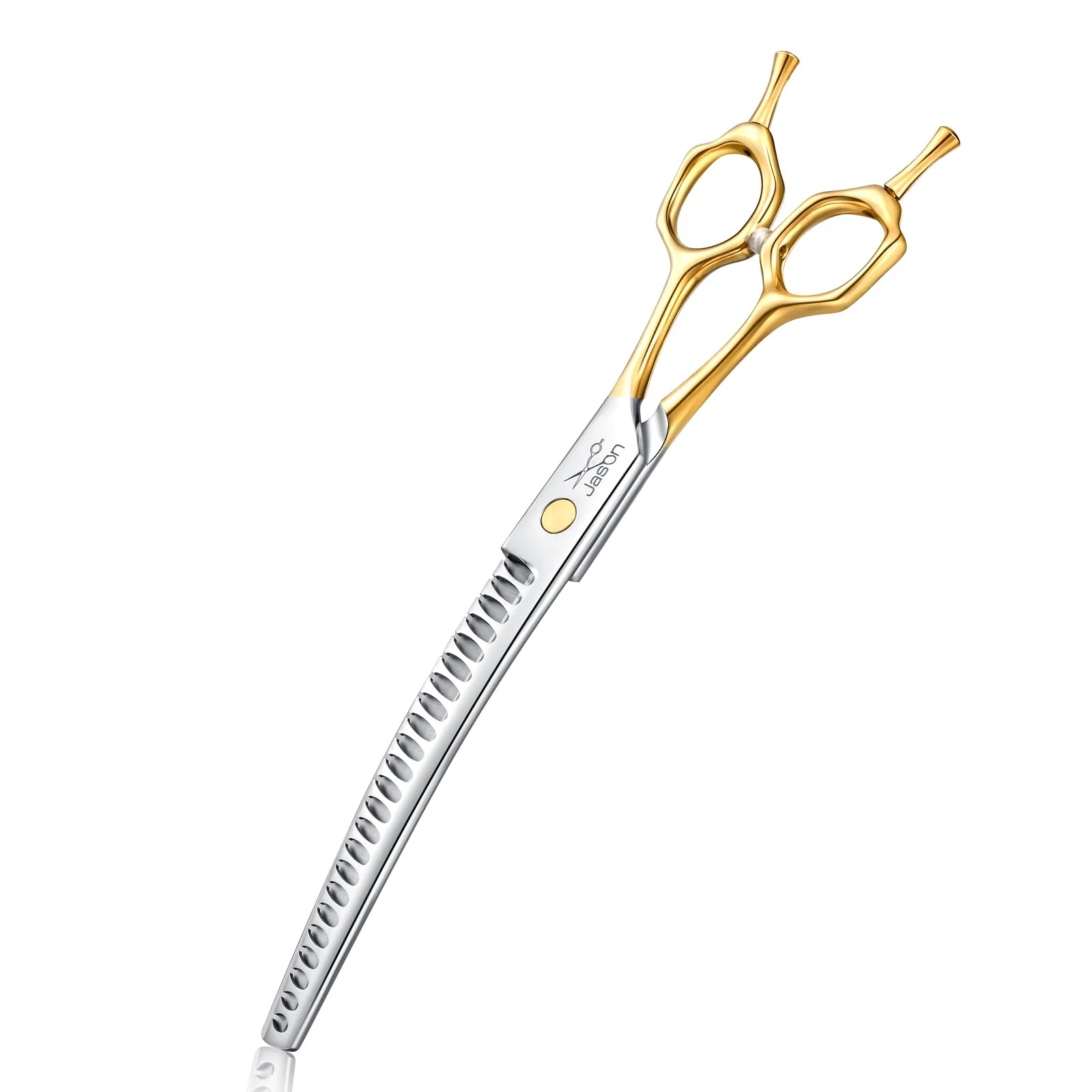 Crafted Jason 8.0-Inch Curved Chunker Scissors for Dog Grooming – 23 Teeth Symmetric Handle Sharp Comfortable Original