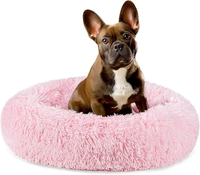 Solid PetAmi Calming Dog Bed for Small Medium Dogs and Cats 23 Round Donut Dog Bed Washable Fluffy Faux Fur Puppy Cat Bed Anti-Anxiety Plush Cuddler Pet Bed with Anti-Slip Bottom – PinkAbout ThisOverview Superior