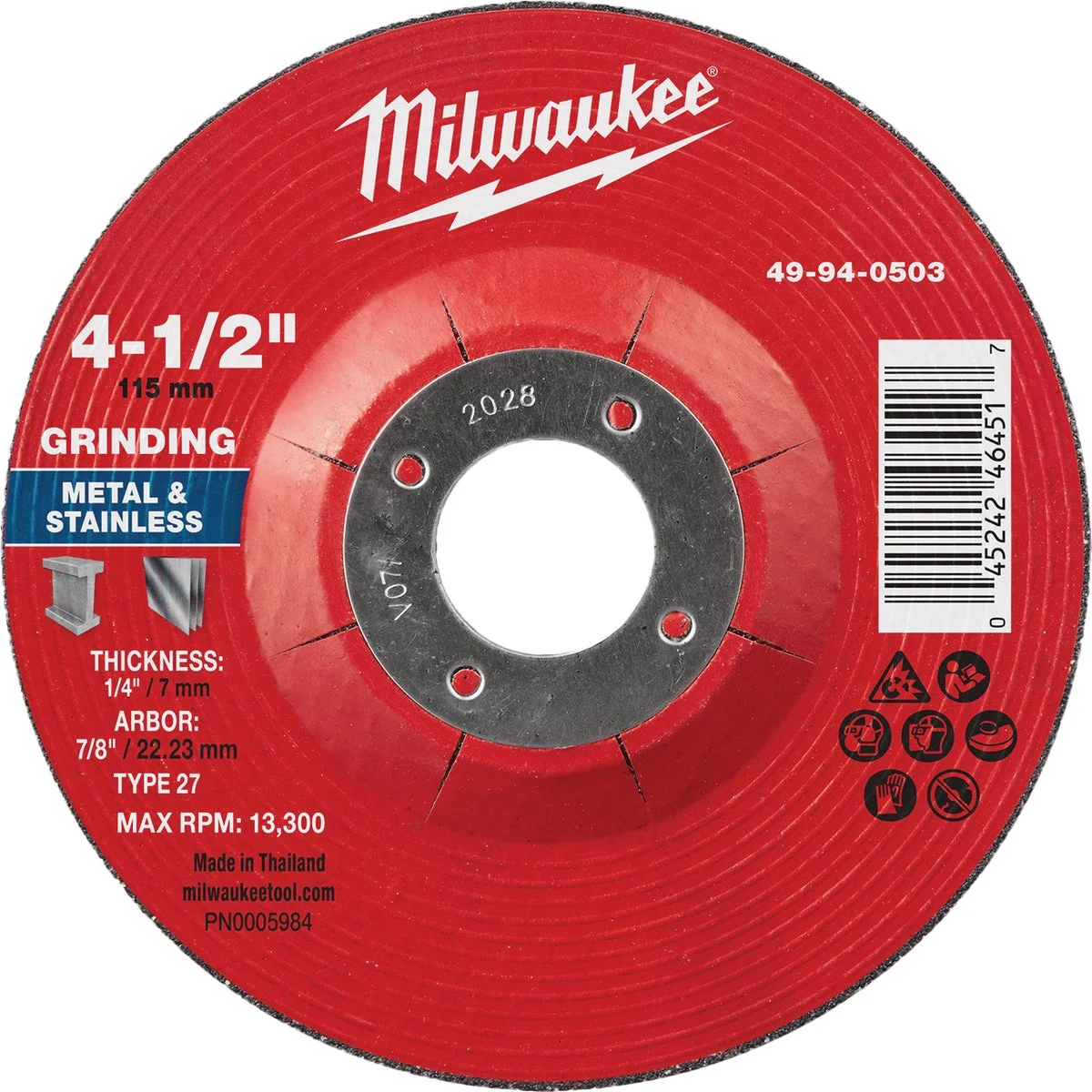 First-Class Milwaukee Type 27 4-1 2 In. x 1 4 In. x 7 8 In. Metal Grinding Cut-Off Wheel Natural