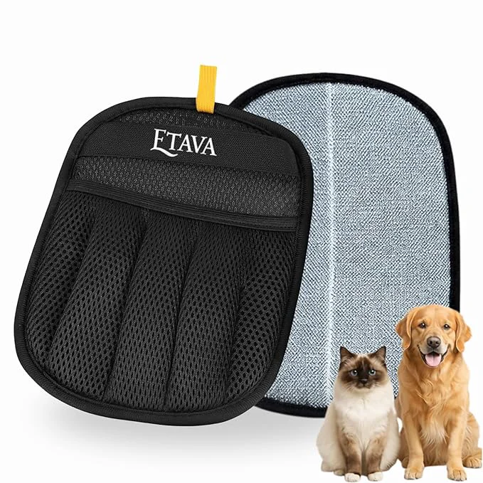 Fine 2 Pack Pet Hair Removal Gloves for Dogs Cats Reusable Five-Finger Electrostatic Hair Remover Tool Cat Dog Grooming Gloves for Shedding Deshedding Brush for Laundry Couch Carpet Carefully Designed