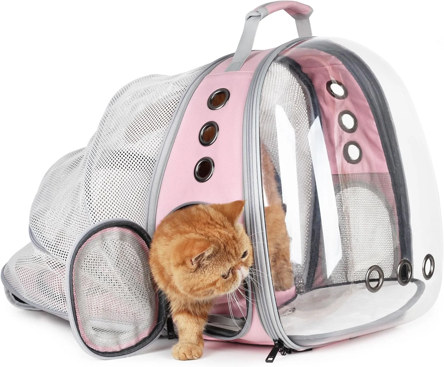Specialty Lollimeow Cat Carrier Backpack Bubble Expandable Backpack Carrier Pets and Small Dogs Airline- Designed for Travel Hiking Walking Outdoor Use Back Expandable-Pink Certified