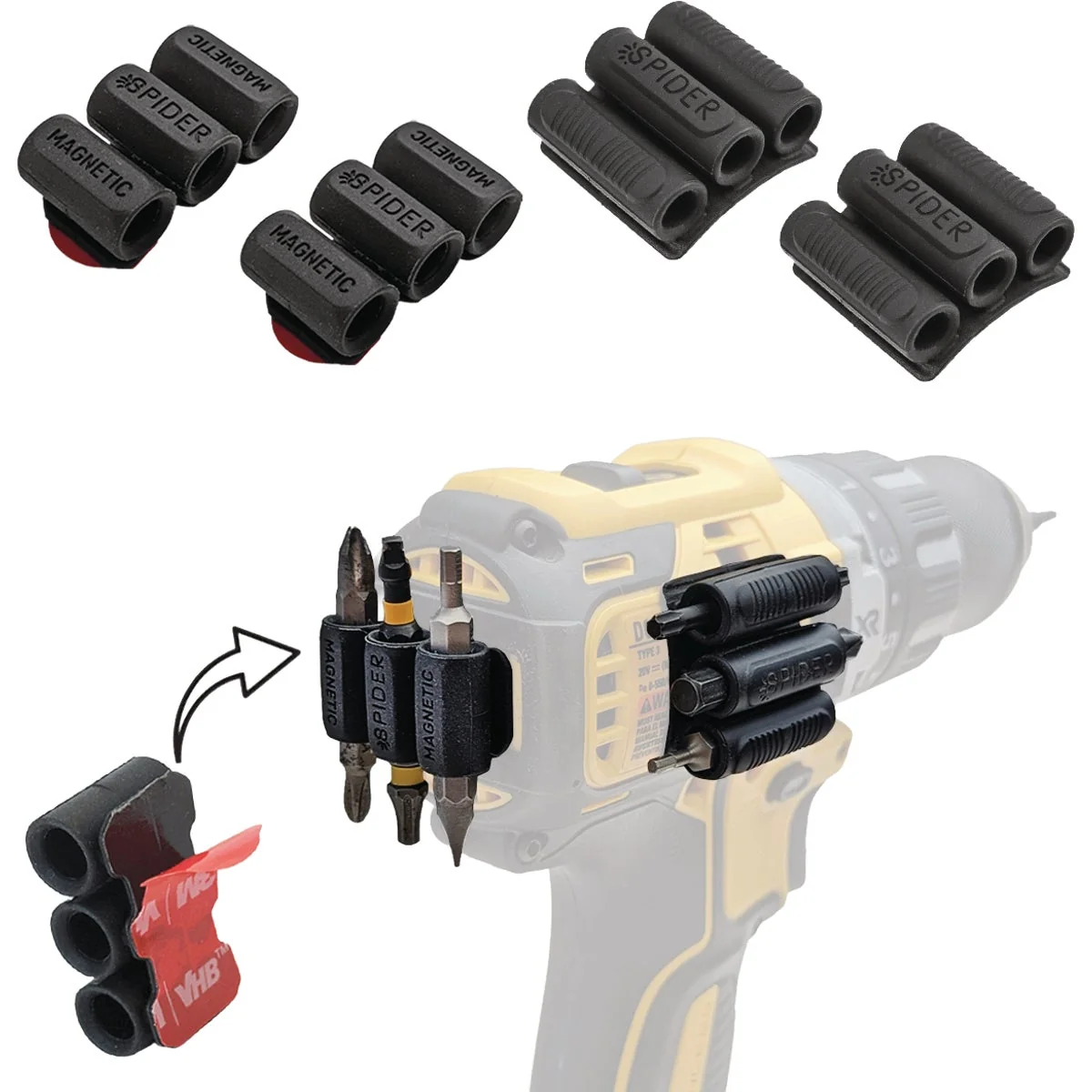 Outstanding Spider Tool Holster Assorted BitGripper Pack 4-Piece Relaxed