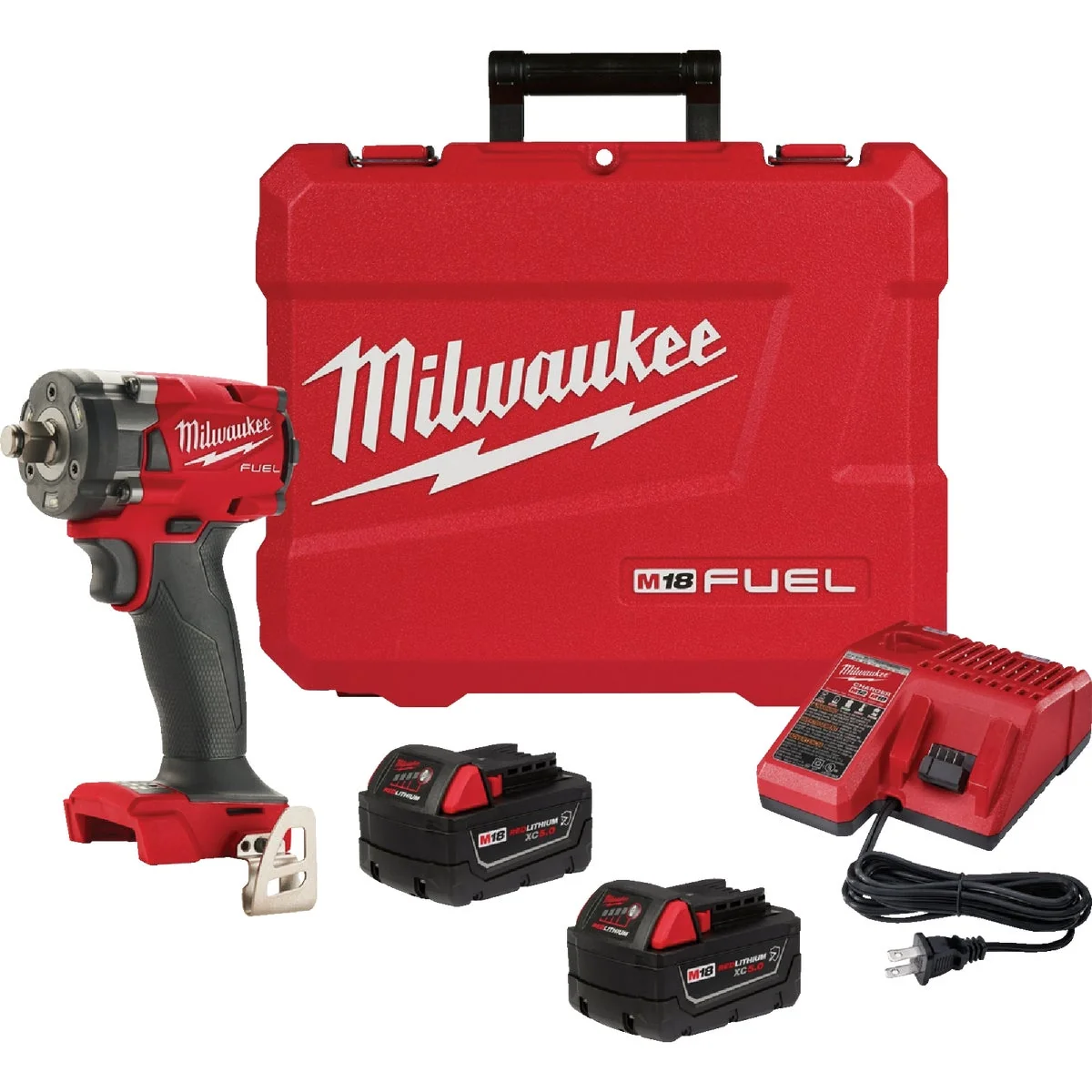 Environmentally Friendly Milwaukee M18 FUEL Brushless 1 2 In. Compact Cordless Impact Wrench Kit with Friction Ring 2 5.0 Ah Resistant Batteries Charger Responsible
