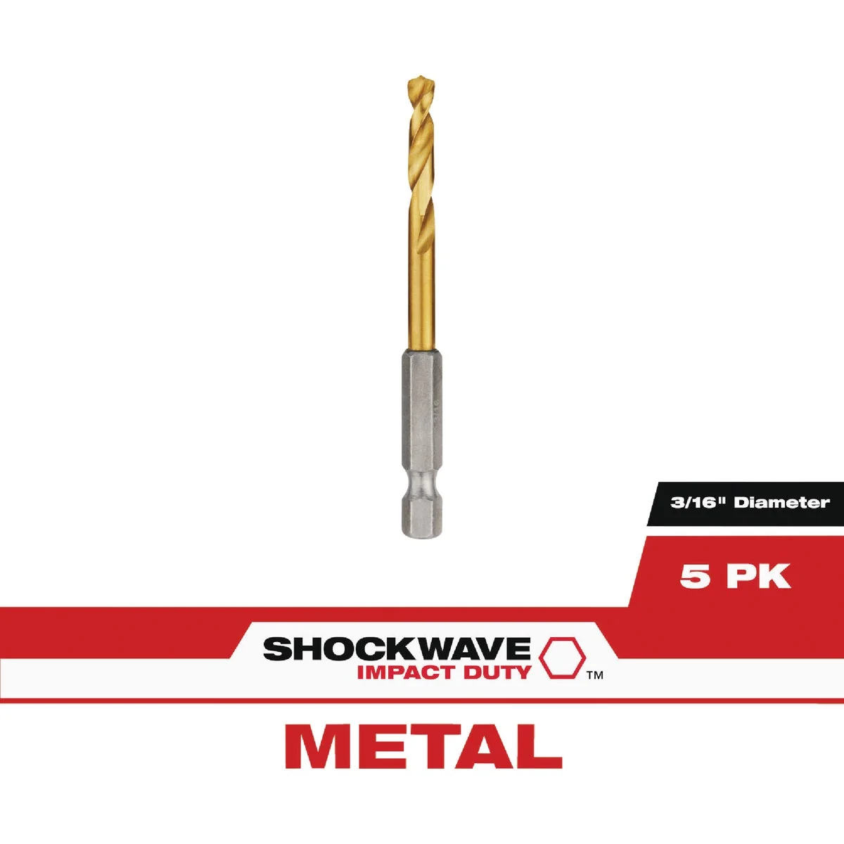 Top-Quality Milwaukee SHOCKWAVE RED HELIX Impact Duty 3 16 In. Titanium Hex Shank Drill Bit 5-Pack Solid