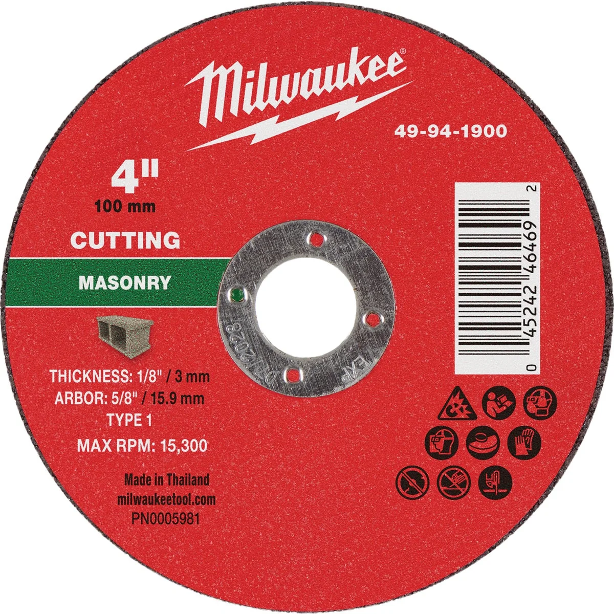 Comfortable Milwaukee Type 1 4 In. x 1 8 In. x 5 8 In. Masonry Cut-Off Wheel Responsible